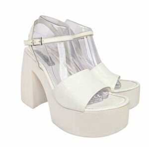 Steve Madden Jordana white leather chunky platform sandal heels women's 11